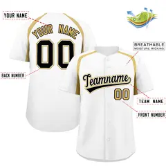 White Old Gold Color Block Authentic Baseball Jersey 2