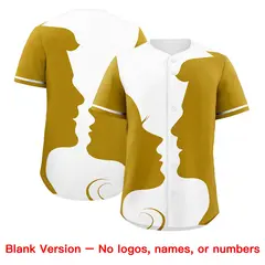 White Old Gold Couple Silhouettes Valentine's Day Baseball Jersey 2