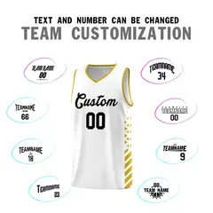 White Old Gold Diamond Stripe Side Basketball Jersey 4