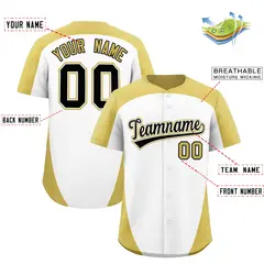 White Old Gold Edge Color Block Authentic Baseball Jersey 2