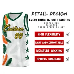 White Old Gold Feather Graffiti Pattern Basketball Jersey 2