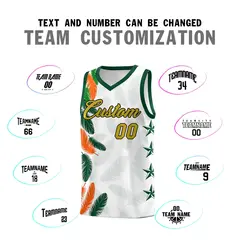 White Old Gold Feather Graffiti Pattern Basketball Jersey 4