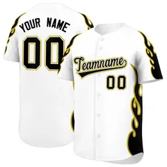 White Old Gold Flame Outline Baseball Jersey 1