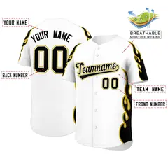 White Old Gold Flame Outline Baseball Jersey 2