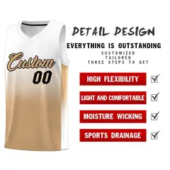 White Old Gold Gradient Fashion Basketball Jersey 2
