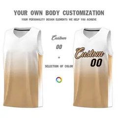 White Old Gold Gradient Fashion Basketball Jersey 3