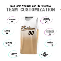 White Old Gold Gradient Fashion Basketball Jersey 4