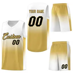 White Old Gold Gradient Fashion Basketball Jersey 7