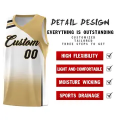 White Old Gold Gradient Fashion Basketball Jersey 2