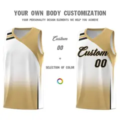 White Old Gold Gradient Fashion Basketball Jersey 3