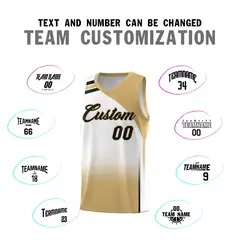 White Old Gold Gradient Fashion Basketball Jersey 4