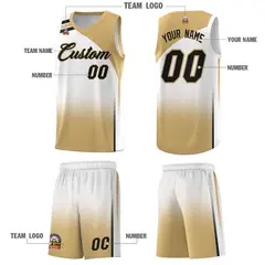 White Old Gold Gradient Fashion Basketball Jersey 5