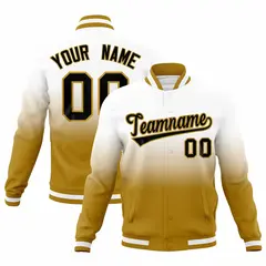 White Old Gold Gradient Full-Snap Varsity Letterman Jacket 1
