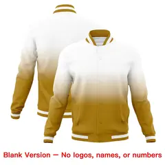 White Old Gold Gradient Full-Snap Varsity Letterman Jacket 7