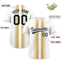 White Old Gold Gradient Lapel Fashion Baseball Jersey 2