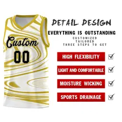 White Old Gold Graffiti Fluids Style Basketball Jersey Sets 2