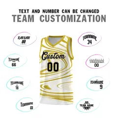 White Old Gold Graffiti Fluids Style Basketball Jersey Sets 4