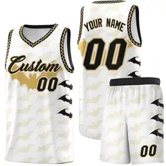 White Old Gold Halloween Bat Pattern Basketball Jersey 1