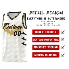White Old Gold Halloween Bat Pattern Basketball Jersey 2