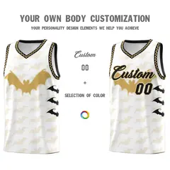 White Old Gold Halloween Bat Pattern Basketball Jersey 3