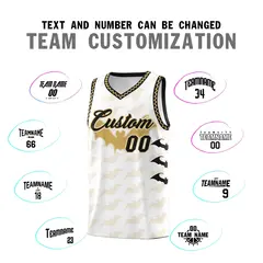 White Old Gold Halloween Bat Pattern Basketball Jersey 4