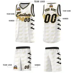 White Old Gold Halloween Bat Pattern Basketball Jersey 5