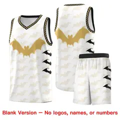 White Old Gold Halloween Bat Pattern Basketball Jersey 7
