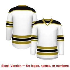 White Old Gold Ice Cream Helmet Pattern Hockey Jersey 7