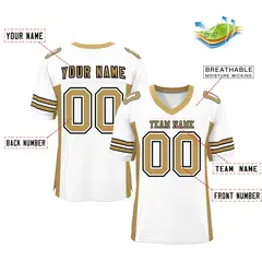 White Old Gold Insert Color Mesh Authentic Football Jersey 2