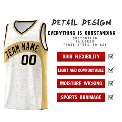 White Old Gold Irregular Dot Graffiti Basketball Jersey 2