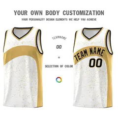 White Old Gold Irregular Dot Graffiti Basketball Jersey 3