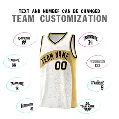 White Old Gold Irregular Dot Graffiti Basketball Jersey 4