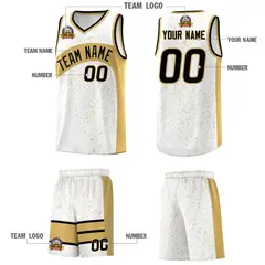 White Old Gold Irregular Dot Graffiti Basketball Jersey 5