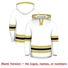 White Old Gold Lace-Up Neck Hockey Hoodie 7