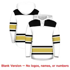 White Old Gold Lace-Up Neck Raglan Hockey Hoodie Jersey 7