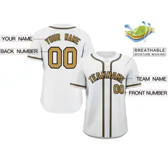 White Old Gold-Navy Button Down Baseball Jersey 2