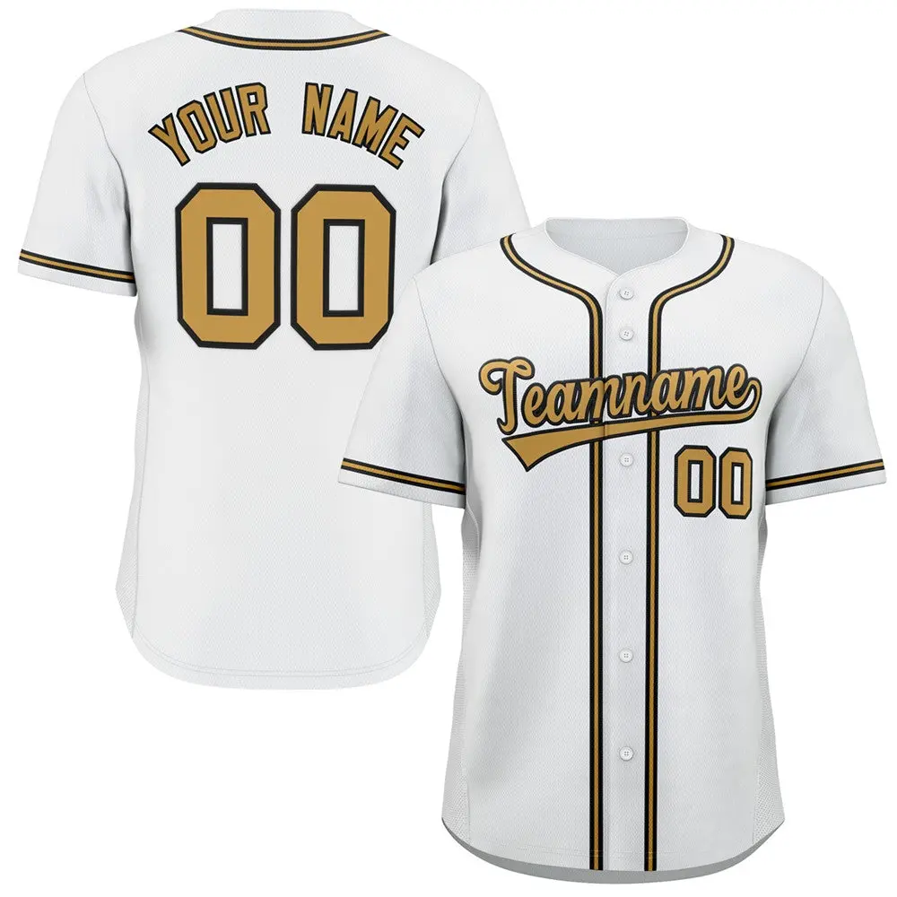 White Old Gold-Navy Classic Style Baseball Jersey