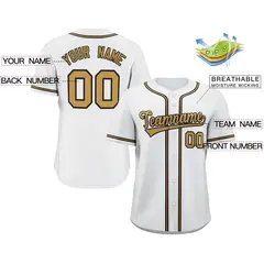 White Old Gold-Navy Classic Style Baseball Jersey 2