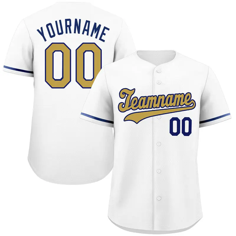White Old Gold-Navy Classic Style Baseball Jersey