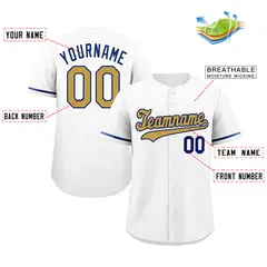 White Old Gold-Navy Classic Style Baseball Jersey 2
