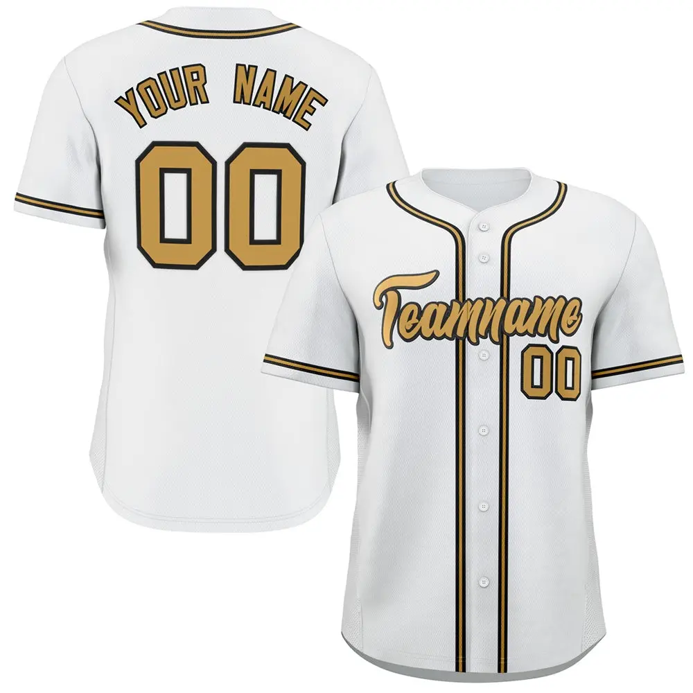 White Old Gold-Navy Classic Style Fashion Baseball Jersey