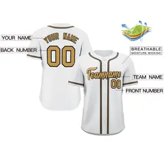 White Old Gold-Navy Classic Style Fashion Baseball Jersey 2