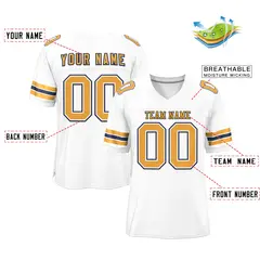 White Old Gold-Navy Mesh Football Jersey 2