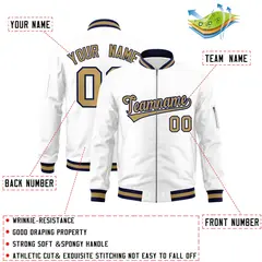 White Old Gold-Navy Varsity Full-Zip Letterman Bomber Jacket 2