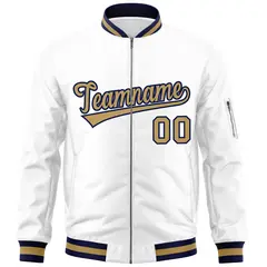 White Old Gold-Navy Varsity Full-Zip Letterman Bomber Jacket 3