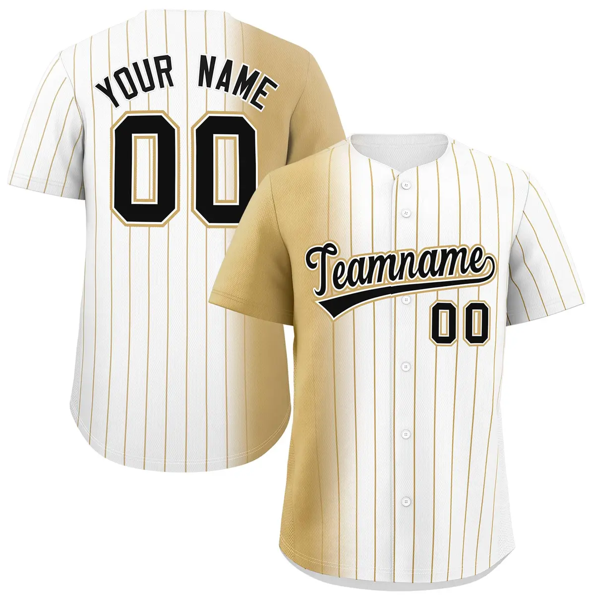 White Old Gold Pinstripe Gradient Baseball Jersey