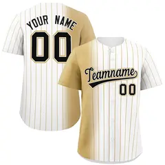 White Old Gold Pinstripe Gradient Baseball Jersey