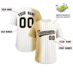 White Old Gold Pinstripe Gradient Baseball Jersey 2