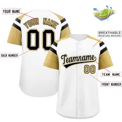 White Old Gold Raglan Sleeves Contrast Baseball Jersey 2