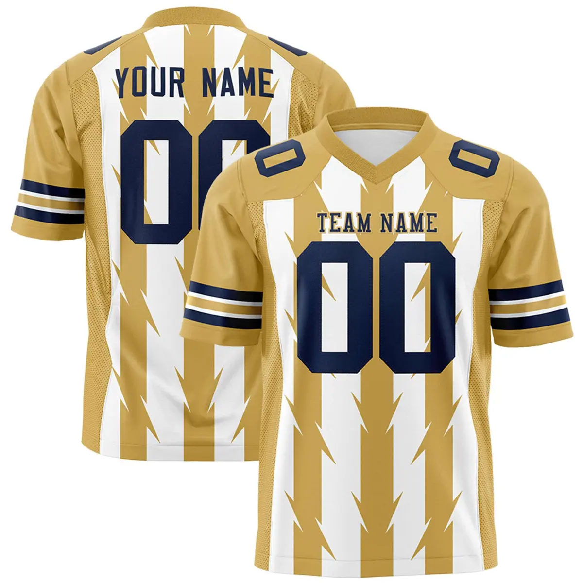 White Old Gold Razr Stripe Graffiti Flag Football Jersey